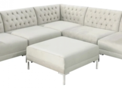 ecksofa beige chamgpaner weiße chesterfield couch textil luxus möbel eckgarnitur